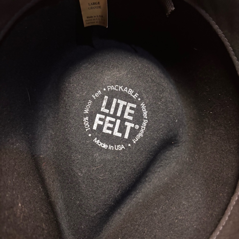 Eddy Bros Black 100% Wool Felt Cowboy Western Hat Made in USA Womens Large - Picture 3 of 5